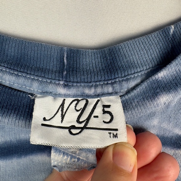VTG NY-5 U Womens Tie Dye Short T Shirt Sz M Blue Cotton Boho Hippie Festival - Picture 5 of 9